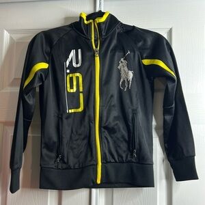 Polo Ralph Lauren Black Yellow Zip Up Large Horse Jacket S